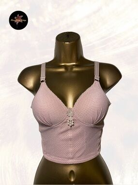 Euro Blush Pink Textured Bustier Crop Top